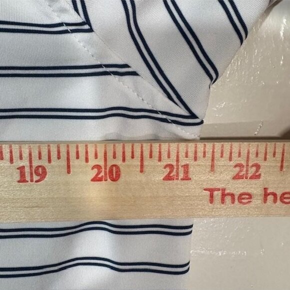 Peter Millar Polo Shirt Mens Small White Blue Stripe Summer Comfort Golf Stretch - Picture 6 of 7
